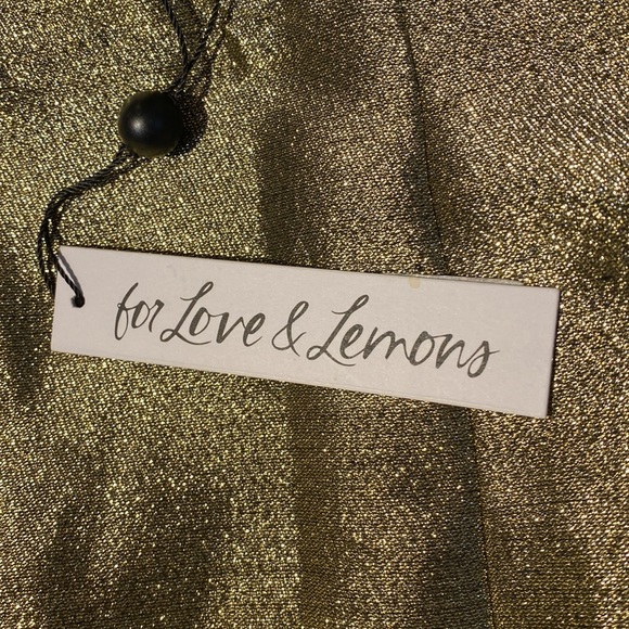 For Love and Lemons Juliette Brocade Micro Mini Skirt in Gold size XS NWT - Picture 11 of 15